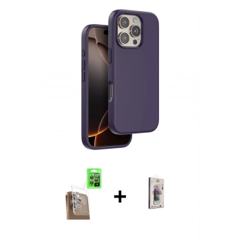 MARSİLYAN™- iPhone 16 Pro Kılıf Kıvılcım Çizgi Serisi - Siyah Bilvis 3D Cam Ekran Koruyucu + Raze Metal Kamera Lens - CLTM