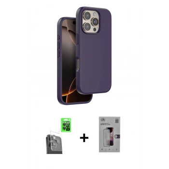 MARSİLYAN™- iPhone 16 Pro Kılıf Kıvılcım Çizgi Serisi - Siyah Bilvis 3D Mat Cam Ekran Koruyucu + Raze Metal Kamera Lens - SH