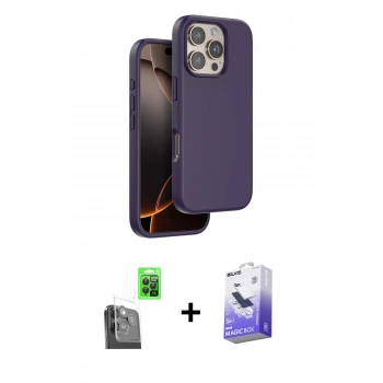 MARSİLYAN™- iPhone 16 Pro Kılıf Kıvılcım Çizgi Serisi - Siyah Bilvis 5in1 5D Magic Hayalet Cam Ekran Koruyucu + Raze Metal Kamera Lens - SH