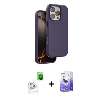 MARSİLYAN™- iPhone 16 Pro Kılıf Kıvılcım Çizgi Serisi - Siyah Bilvis 5in1 5D Magic Hayalet Cam Ekran Koruyucu + Raze Metal Kamera Lens - BZ