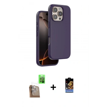 MARSİLYAN™- iPhone 16 Pro Kılıf Kıvılcım Çizgi Serisi - Siyah Buffer Hayalet Cam Ekran Koruyucu + Raze Metal Kamera Lens - CLTM