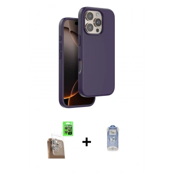 MARSİLYAN™- iPhone 16 Pro Kılıf Kıvılcım Çizgi Serisi - Siyah Joko Magic 5D Cam + Raze Metal Kamera Lens - CLTM