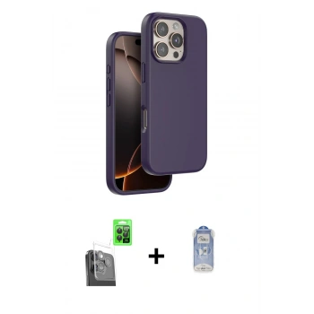 MARSİLYAN™- iPhone 16 Pro Kılıf Kıvılcım Çizgi Serisi - Siyah Joko Magic 5D Cam + Raze Metal Kamera Lens - SH