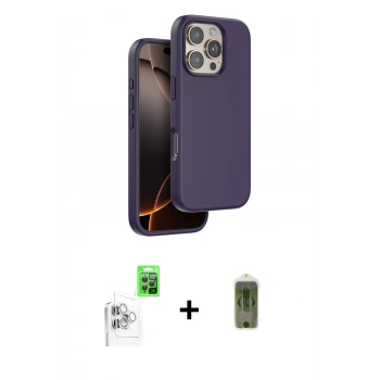 MARSİLYAN™- iPhone 16 Pro Kılıf Kıvılcım Çizgi Serisi - Siyah Joko Magic 5D Hayalet Cam + Raze Metal Kamera Lens - BZ