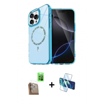MARSİLYAN™- iPhone 16 Pro Kılıf Kıvılcım Form Prime - Siyah 3D Antistatik Cam Ekran Koruyucu + Raze Metal Kamera Lens - CLTM