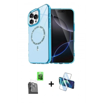 MARSİLYAN™- iPhone 16 Pro Kılıf Kıvılcım Form Prime - Siyah 3D Antistatik Cam Ekran Koruyucu + Raze Metal Kamera Lens - SH