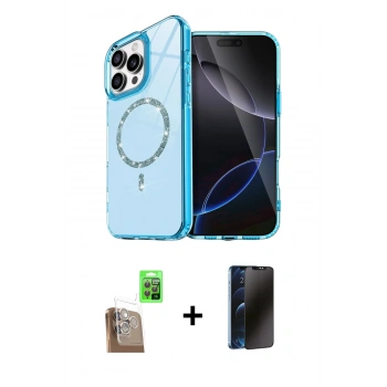 MARSİLYAN™- iPhone 16 Pro Kılıf Kıvılcım Form Prime - Siyah 3D Antistatik Hayalet Cam Ekran Koruyucu + Raze Metal Kamera Lens - CLTM