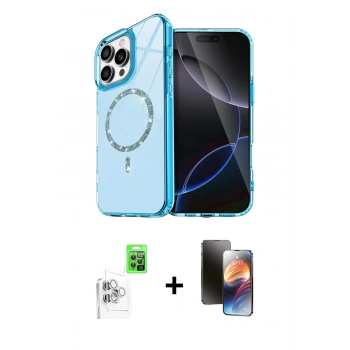 MARSİLYAN™- iPhone 16 Pro Kılıf Kıvılcım Form Prime - Siyah 3D Antistatik Mat Seramik Nano Ekran Koruyucu + Raze Metal Kamera Lens - BZ