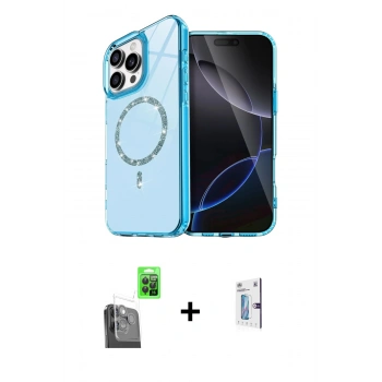 MARSİLYAN™- iPhone 16 Pro Kılıf Kıvılcım Form Prime - Siyah Bilvis 0.18mm Plus Cam Ekran Koruyucu + Raze Metal Kamera Lens - SH