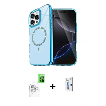 MARSİLYAN™- iPhone 16 Pro Kılıf Kıvılcım Form Prime - Siyah Bilvis 0.18mm Plus Cam Ekran Koruyucu + Raze Metal Kamera Lens - BZ