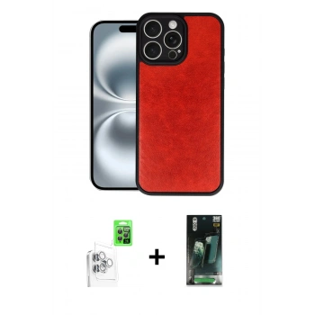 MARSİLYAN™- iPhone 16 Pro Kılıf Kıvılcım Işık Serisi - Siyah 360 Mat Full Body Arka Koruyucu + Raze Metal Kamera Lens - BZ