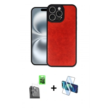 MARSİLYAN™- iPhone 16 Pro Kılıf Kıvılcım Işık Serisi - Siyah 3D Antistatik Cam Ekran Koruyucu + Raze Metal Kamera Lens - SH