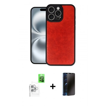 MARSİLYAN™- iPhone 16 Pro Kılıf Kıvılcım Işık Serisi - Siyah 3D Antistatik Hayalet Cam Ekran Koruyucu + Raze Metal Kamera Lens - BZ