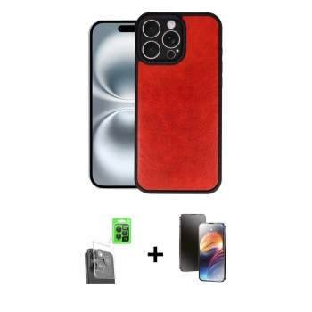MARSİLYAN™- iPhone 16 Pro Kılıf Kıvılcım Işık Serisi - Siyah 3D Antistatik Mat Seramik Nano Ekran Koruyucu + Raze Metal Kamera Lens - SH