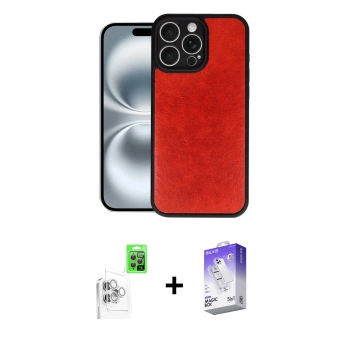 MARSİLYAN™- iPhone 16 Pro Kılıf Kıvılcım Işık Serisi - Siyah Bilvis 5in1 3D Magic Cam Ekran Koruyucu + Raze Metal Kamera Lens - BZ