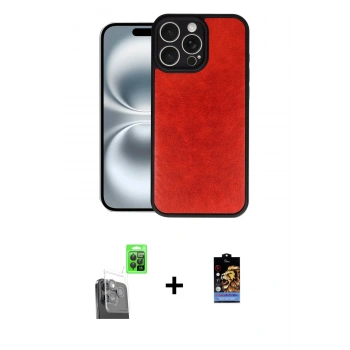 MARSİLYAN™- iPhone 16 Pro Kılıf Kıvılcım Işık Serisi - Siyah Buffer Hayalet Cam Ekran Koruyucu + Raze Metal Kamera Lens - SH
