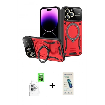 MARSİLYAN™- iPhone 16 Pro Kılıf Kıvılcım Modern Serisi - Şeffaf Pasifik Cam Ekran Koruyucu + Raze Metal Kamera Lens - BZ