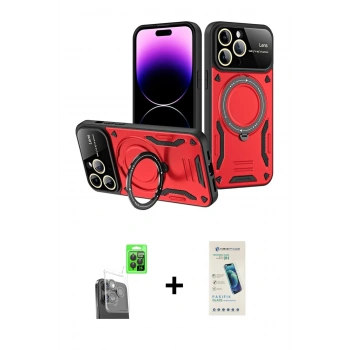 MARSİLYAN™- iPhone 16 Pro Kılıf Kıvılcım Modern Serisi - Şeffaf Pasifik Cam Ekran Koruyucu + Raze Metal Kamera Lens - SH