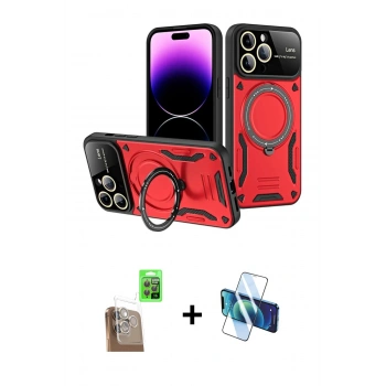 MARSİLYAN™- iPhone 16 Pro Kılıf Kıvılcım Modern Serisi - Siyah 3D Antistatik Cam Ekran Koruyucu + Raze Metal Kamera Lens - CLTM