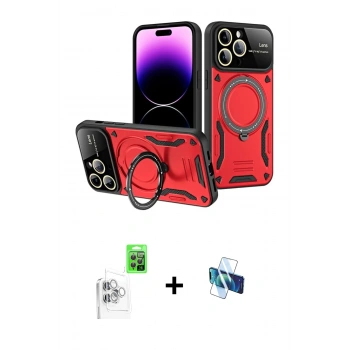 MARSİLYAN™- iPhone 16 Pro Kılıf Kıvılcım Modern Serisi - Siyah 3D Antistatik Seramik Nano Ekran Koruyucu + Raze Metal Kamera Lens - BZ