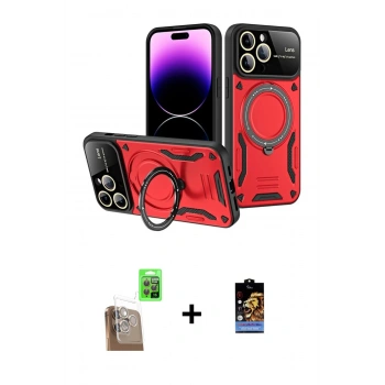 MARSİLYAN™- iPhone 16 Pro Kılıf Kıvılcım Modern Serisi - Siyah Buffer Hayalet Cam Ekran Koruyucu + Raze Metal Kamera Lens - CLTM