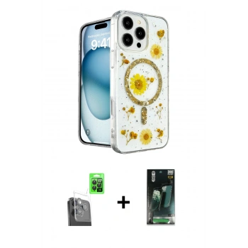 MARSİLYAN™- iPhone 16 Pro Kılıf Kozmos Doku - Siyah 360 Mat Full Body Arka Koruyucu + Raze Metal Kamera Lens - SH