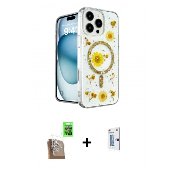 MARSİLYAN™- iPhone 16 Pro Kılıf Kozmos Doku - Siyah Bilvis 0.18mm Plus Cam Ekran Koruyucu + Raze Metal Kamera Lens - CLTM