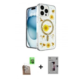MARSİLYAN™- iPhone 16 Pro Kılıf Kozmos Doku - Siyah Bilvis 3D Mat Cam Ekran Koruyucu + Raze Metal Kamera Lens - CLTM