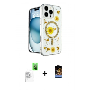 MARSİLYAN™- iPhone 16 Pro Kılıf Kozmos Doku - Siyah Buffer Hayalet Cam Ekran Koruyucu + Raze Metal Kamera Lens - BZ