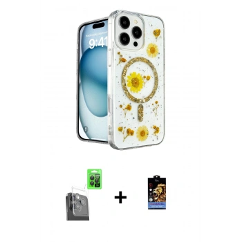 MARSİLYAN™- iPhone 16 Pro Kılıf Kozmos Doku - Siyah Buffer Hayalet Cam Ekran Koruyucu + Raze Metal Kamera Lens - SH
