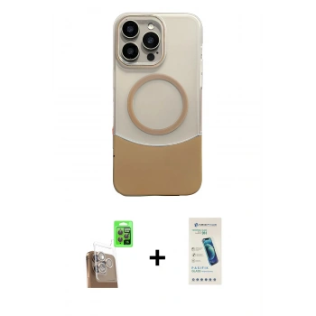 MARSİLYAN™- iPhone 16 Pro Kılıf Kozmos Form Özel Seri - Şeffaf Pasifik Cam Ekran Koruyucu + Raze Metal Kamera Lens - CLTM