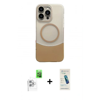 MARSİLYAN™- iPhone 16 Pro Kılıf Kozmos Form Özel Seri - Şeffaf Pasifik Cam Ekran Koruyucu + Raze Metal Kamera Lens - BZ