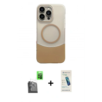 MARSİLYAN™- iPhone 16 Pro Kılıf Kozmos Form Özel Seri - Şeffaf Pasifik Cam Ekran Koruyucu + Raze Metal Kamera Lens - SH