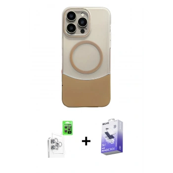 MARSİLYAN™- iPhone 16 Pro Kılıf Kozmos Form Özel Seri - Siyah Bilvis 5in1 5D Magic Hayalet Cam Ekran Koruyucu + Raze Metal Kamera Lens - BZ