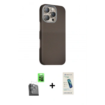 MARSİLYAN™- iPhone 16 Pro Kılıf Kozmos Klasik Prime - Şeffaf Pasifik Cam Ekran Koruyucu + Raze Metal Kamera Lens - SH