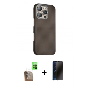 MARSİLYAN™- iPhone 16 Pro Kılıf Kozmos Klasik Prime - Siyah 3D Antistatik Hayalet Cam Ekran Koruyucu + Raze Metal Kamera Lens - CLTM