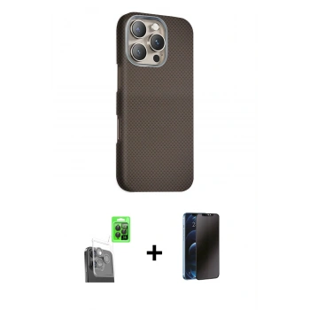 MARSİLYAN™- iPhone 16 Pro Kılıf Kozmos Klasik Prime - Siyah 3D Antistatik Hayalet Cam Ekran Koruyucu + Raze Metal Kamera Lens - SH