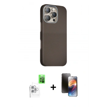 MARSİLYAN™- iPhone 16 Pro Kılıf Kozmos Klasik Prime - Siyah 3D Antistatik Mat Seramik Nano Ekran Koruyucu + Raze Metal Kamera Lens - BZ