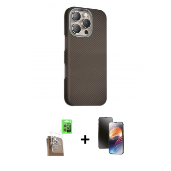 MARSİLYAN™- iPhone 16 Pro Kılıf Kozmos Klasik Prime - Siyah 3D Antistatik Mat Seramik Nano Ekran Koruyucu + Raze Metal Kamera Lens - CLTM