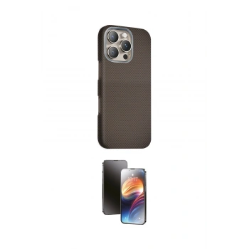 MARSİLYAN™- iPhone 16 Pro Kılıf Kozmos Klasik Prime - Siyah 3D Antistatik Mat Seramik Nano Ekran Koruyucu