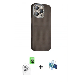 MARSİLYAN™- iPhone 16 Pro Kılıf Kozmos Klasik Prime - Siyah 3D Antistatik Seramik Nano Ekran Koruyucu + Raze Metal Kamera Lens - BZ