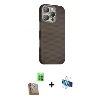 MARSİLYAN™- iPhone 16 Pro Kılıf Kozmos Klasik Prime - Siyah 3D Antistatik Seramik Nano Ekran Koruyucu + Raze Metal Kamera Lens - CLTM