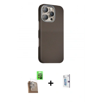 MARSİLYAN™- iPhone 16 Pro Kılıf Kozmos Klasik Prime - Siyah Bilvis 0.18mm Plus Cam Ekran Koruyucu + Raze Metal Kamera Lens - CLTM