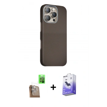 MARSİLYAN™- iPhone 16 Pro Kılıf Kozmos Klasik Prime - Siyah Bilvis 5in1 5D Magic Hayalet Cam Ekran Koruyucu + Raze Metal Kamera Lens - CLTM