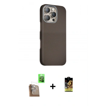 MARSİLYAN™- iPhone 16 Pro Kılıf Kozmos Klasik Prime - Siyah Buffer Cam Ekran Koruyucu + Raze Metal Kamera Lens - CLTM
