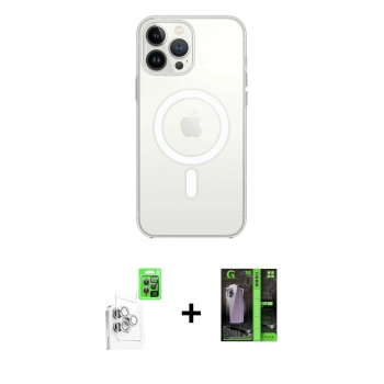 MARSİLYAN™- iPhone 16 Pro Kılıf Kutup Klasik Serisi - Şeffaf 360 Full Body Arka Koruyucu + Raze Metal Kamera Lens - BZ