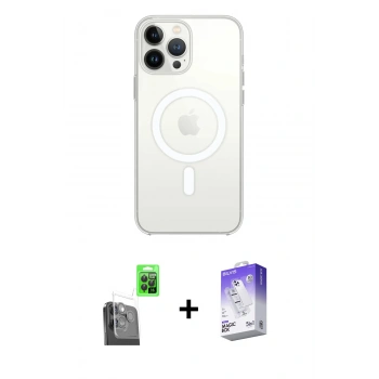 MARSİLYAN™- iPhone 16 Pro Kılıf Kutup Klasik Serisi - Siyah Bilvis 5in1 3D Magic Cam Ekran Koruyucu + Raze Metal Kamera Lens - SH