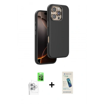 MARSİLYAN™- iPhone 16 Pro Kılıf Kutup Modern - Şeffaf Pasifik Cam Ekran Koruyucu + Raze Metal Kamera Lens - BZ