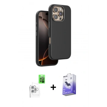 MARSİLYAN™- iPhone 16 Pro Kılıf Kutup Modern - Siyah Bilvis 5in1 5D Magic Hayalet Cam Ekran Koruyucu + Raze Metal Kamera Lens - BZ