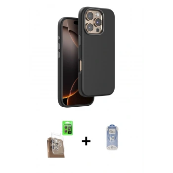 MARSİLYAN™- iPhone 16 Pro Kılıf Kutup Modern - Siyah Joko Magic 5D Cam + Raze Metal Kamera Lens - CLTM